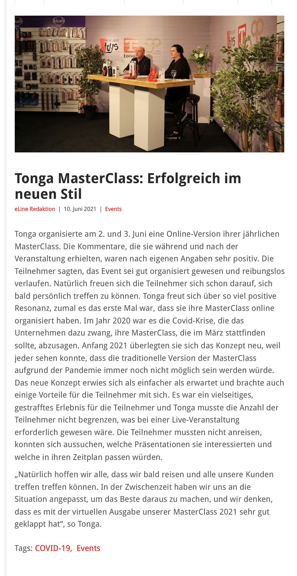 2021-06 eLine Online - Tonga MasterClass